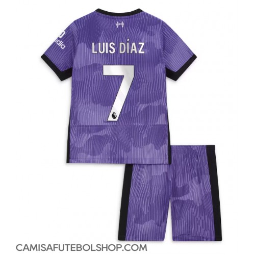 Camisa de time de futebol Liverpool Luis Diaz #7 Replicas 3º Equipamento Infantil 2023-24 Manga Curta (+ Calças curtas)